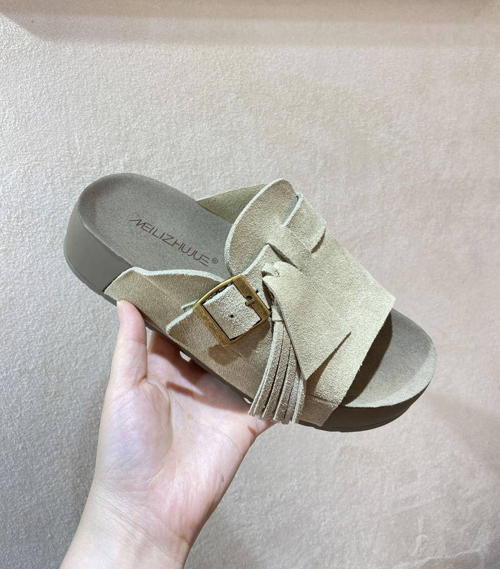 Suede Slide Sandals